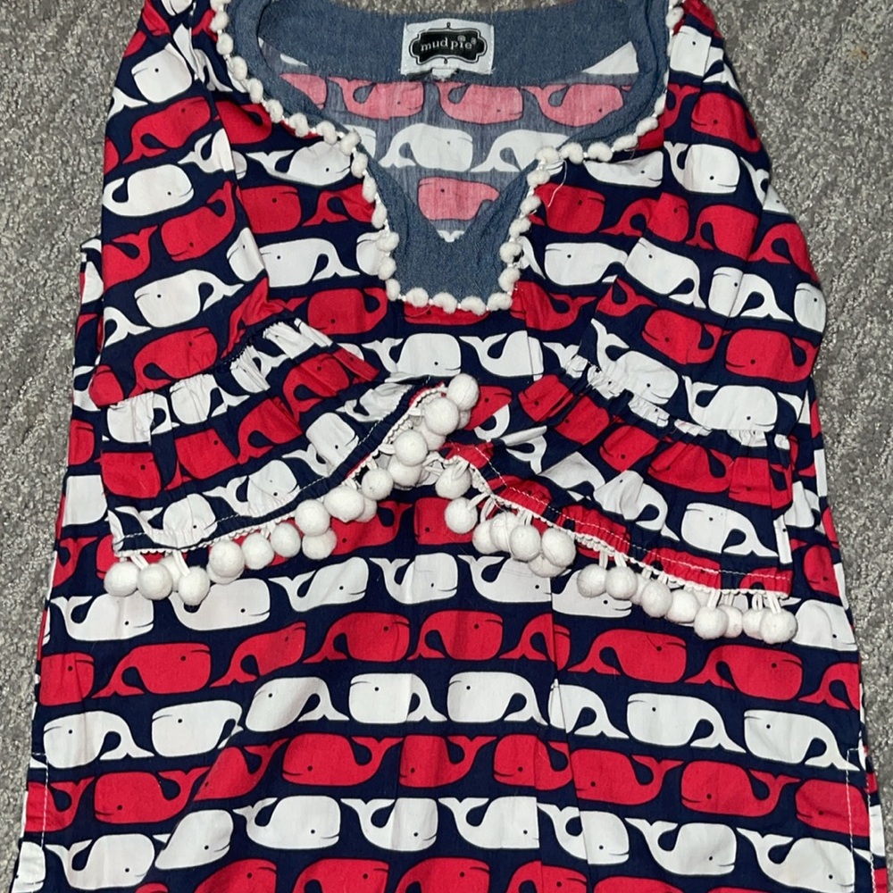 Mud Pie Red and White Whale Print dress - Picture 5 of 5